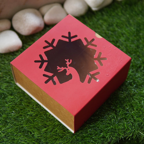 FESTIVE SLIDE BOX (6 X 6 X 3.25) REINDEER WINDOW