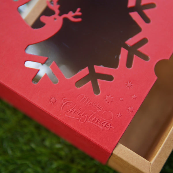 FESTIVE SLIDE BOX (6 X 6 X 3.25) REINDEER WINDOW