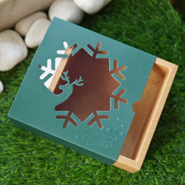 FESTIVE SLIDE BOX (6 X 6 X 3.25) REINDEER WINDOW