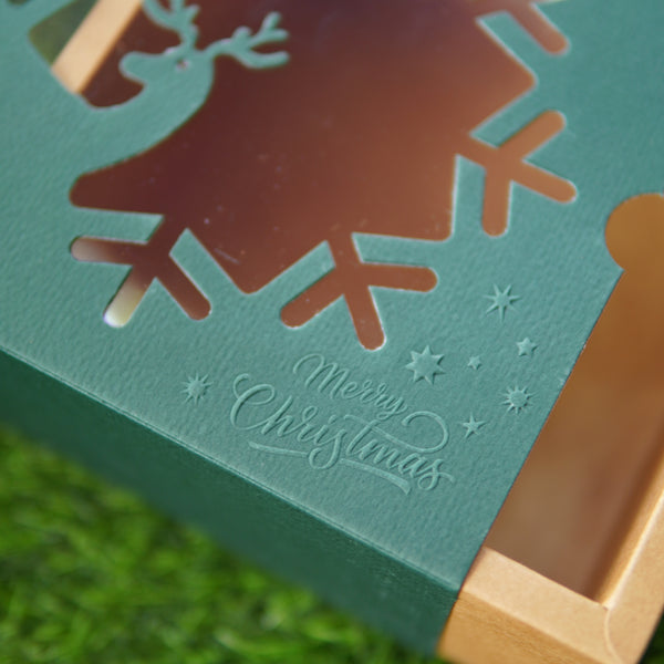 FESTIVE SLIDE BOX (6 X 6 X 3.25) REINDEER WINDOW