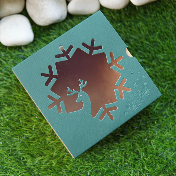 FESTIVE SLIDE BOX (6 X 6 X 3.25) REINDEER WINDOW