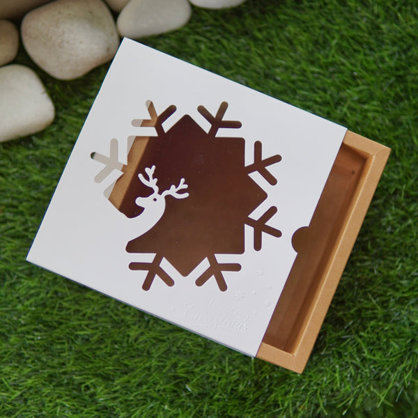 FESTIVE SLIDE BOX (6 X 6 X 3.25) REINDEER WINDOW