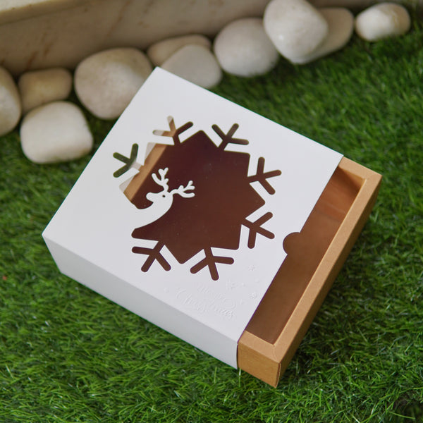 FESTIVE SLIDE BOX (6 X 6 X 3.25) REINDEER WINDOW