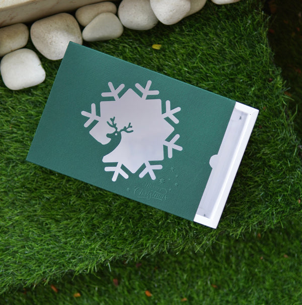 FESTIVE SLIDE BOX (9 X 6 X 3.25) REINDEER WINDOW