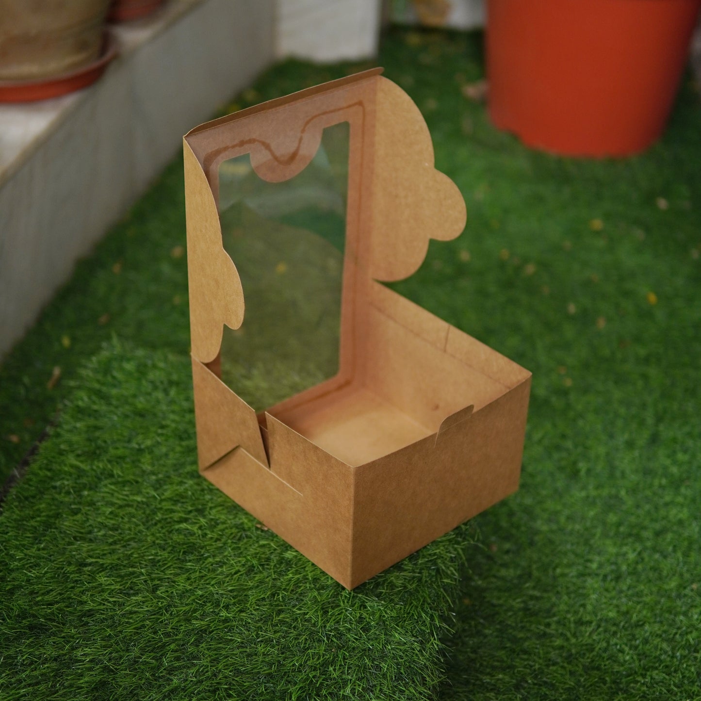 KRAFT DUAL WINDOW CAKE BOX