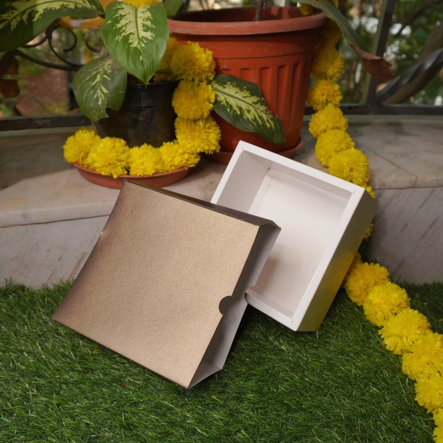 6 X 6 X 3.25 METALLIC SLIDE BOX